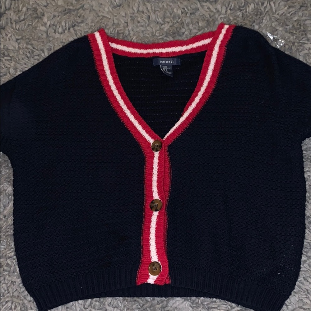 forever 21 navy button up sweater